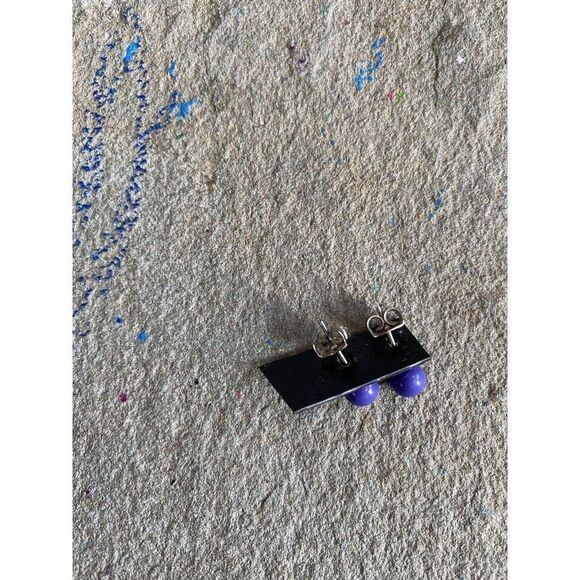 Stud Earrings Purple Violet Studs Pierced Circular - Picture 3 of 6